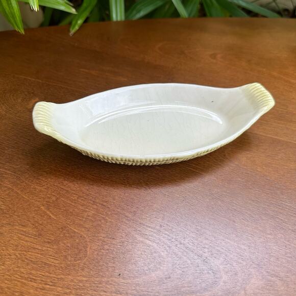 Vintage George Briard Stoneware Au Gratin Dish Wicker pattern For Display Only - Picture 2 of 7